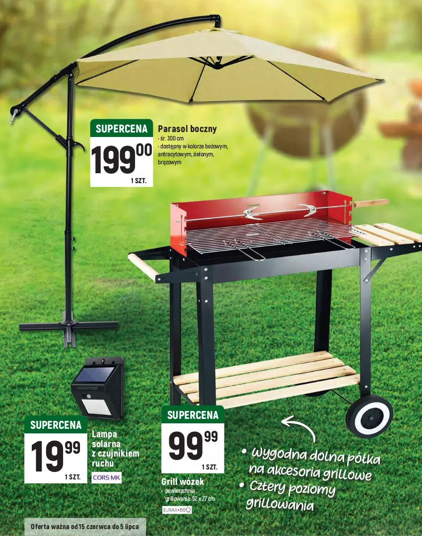 Gazetka promocyjna Intermarche - Lato 2021 - ważna 15.06 do 07.07.2021 - strona 20 - produkty: Grill, Lampa, Parasol, Półka, Termometr, Wózek