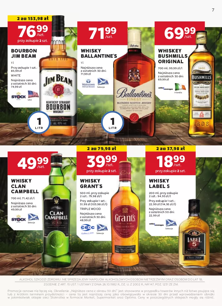 Gazetka promocyjna Stokrotka - W dobrym Smaku - ważna 23.04 do 21.05.2025 - strona 7 - produkty: Bell, Bourbon, Bushmills, Gin, Gra, Jim Beam, Koc, Optima, Whiskey, Whisky