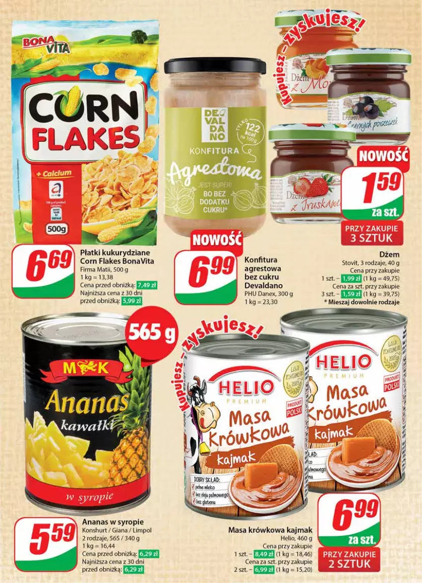 Gazetka promocyjna Dino - Gazetka 36 / 2024 - ważna 04.09 do 10.09.2024 - strona 13 - produkty: Ananas, Corn flakes, Dżem, Gres, Helio, Konfitura, Masa krówkowa, Syrop