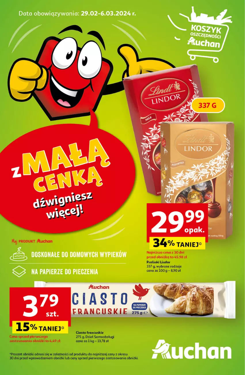 Gazetka promocyjna Auchan - Gazetka z MAŁĄ CENKĄ dźwigniesz więcej! Hipermarket Auchan - ważna 29.02 do 06.03.2024 - strona 1 - produkty: Papier, Piec