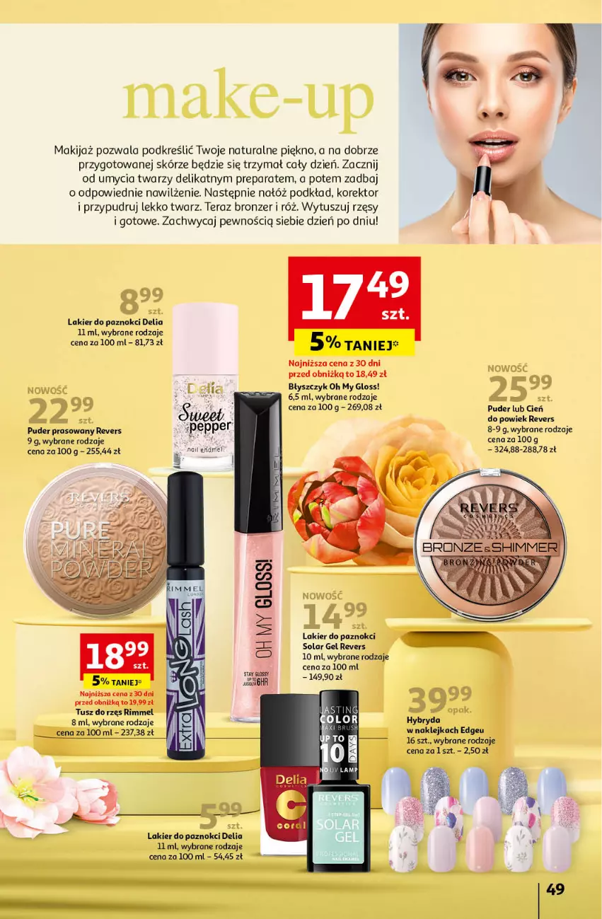 Gazetka promocyjna Auchan - Gazetka z MAŁĄ CENKĄ dźwigniesz więcej! Hipermarket Auchan - ważna 29.02 do 06.03.2024 - strona 49 - produkty: Bronzer, Cień, Klej, Lakier, Lakier do paznokci, Makijaż, Podkład, Puder, Puder prasowany, Tera, Tusz