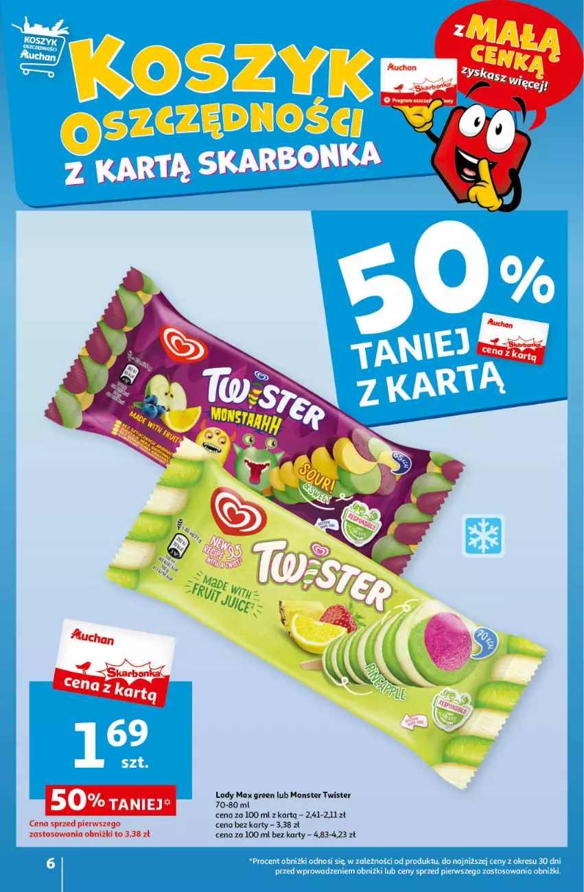 Gazetka promocyjna Auchan - Gazetka z MAŁĄ CENKĄ dźwigniesz więcej! Hipermarket Auchan - ważna 29.02 do 06.03.2024 - strona 6 - produkty: Lody