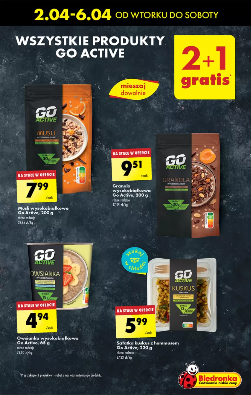 Gazetka promocyjna Biedronka - Od czwartku - ważna 04.04 do 10.04.2024 - strona 35 - produkty: Hummus, Kuskus, Mus, Owsianka, Sałat, Sałatka, Sok