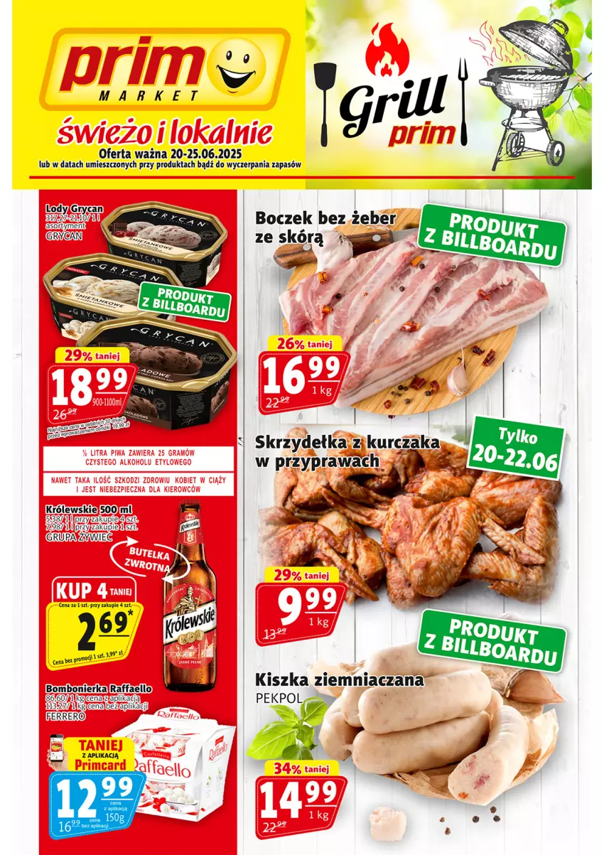 Gazetka promocyjna Prim Market - ważna 20.06 do 25.06.2025 - strona 1 - produkty: Boczek, Fa, Ferrero, Gry, Królewski, Kurczak, Pekpol, Raffaello