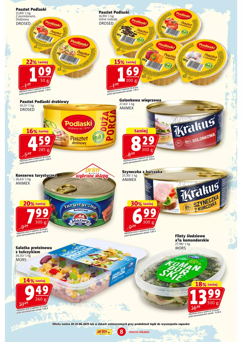Gazetka promocyjna Prim Market - ważna 20.06 do 25.06.2025 - strona 8 - produkty: Kurczak, Pasztet, Podlaski, Sałat, Sałatka, Tuńczyk