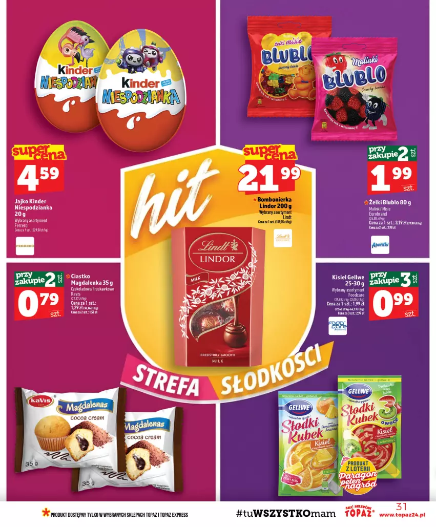 Gazetka promocyjna Topaz - Gazetka - ważna 17.09 do 23.09.2026 - strona 31 - produkty: Kinder, Kisiel, LG, Szal, Top