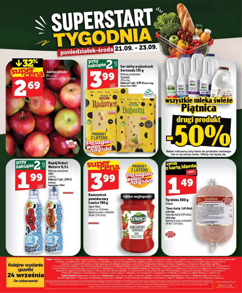 Gazetka promocyjna Topaz - Gazetka - ważna 17.09 do 23.09.2026 - strona 46 - produkty: Kubuś, Napój, Olej, Pekpol, Piątnica, Ser