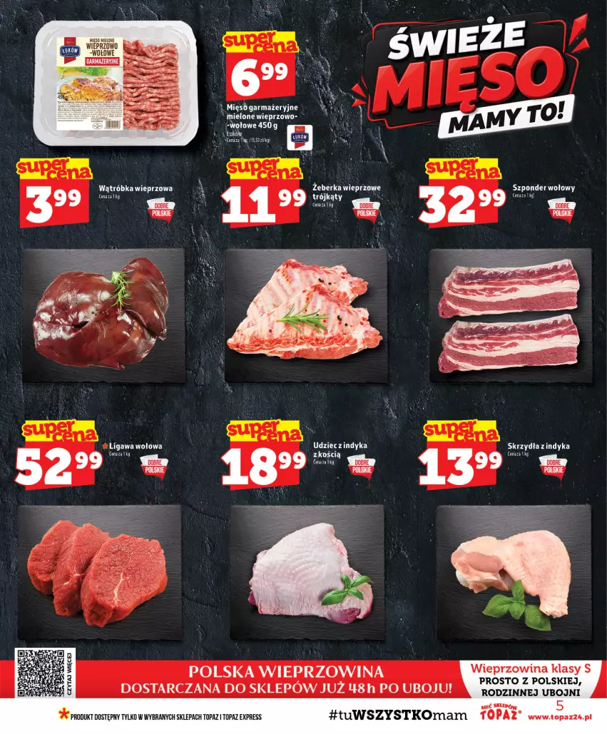 Gazetka promocyjna Topaz - Gazetka - ważna 17.09 do 23.09.2026 - strona 5 - produkty: Szponder wołowy, Top, Wieprzowina