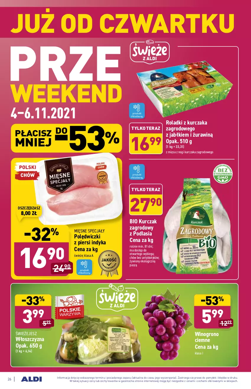 Gazetka promocyjna Aldi - ważna 02.11 do 06.11.2021 - strona 27 - produkty: Kurczak, Mięsne specjały, Roladki z kurczaka, Tera, Wino