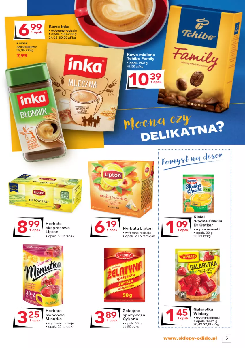 Gazetka promocyjna Odido - Super Oferty! - ważna 26.08 do 08.09.2022 - strona 5 - produkty: AEG, Fa, Gala, Galaretka, Herbata, Herbata owocowa, Inka, Kawa, Kawa mielona, Keen, Kisiel, Lipton, Słodka Chwila, Tchibo, Tchibo Family, Tera, Winiary