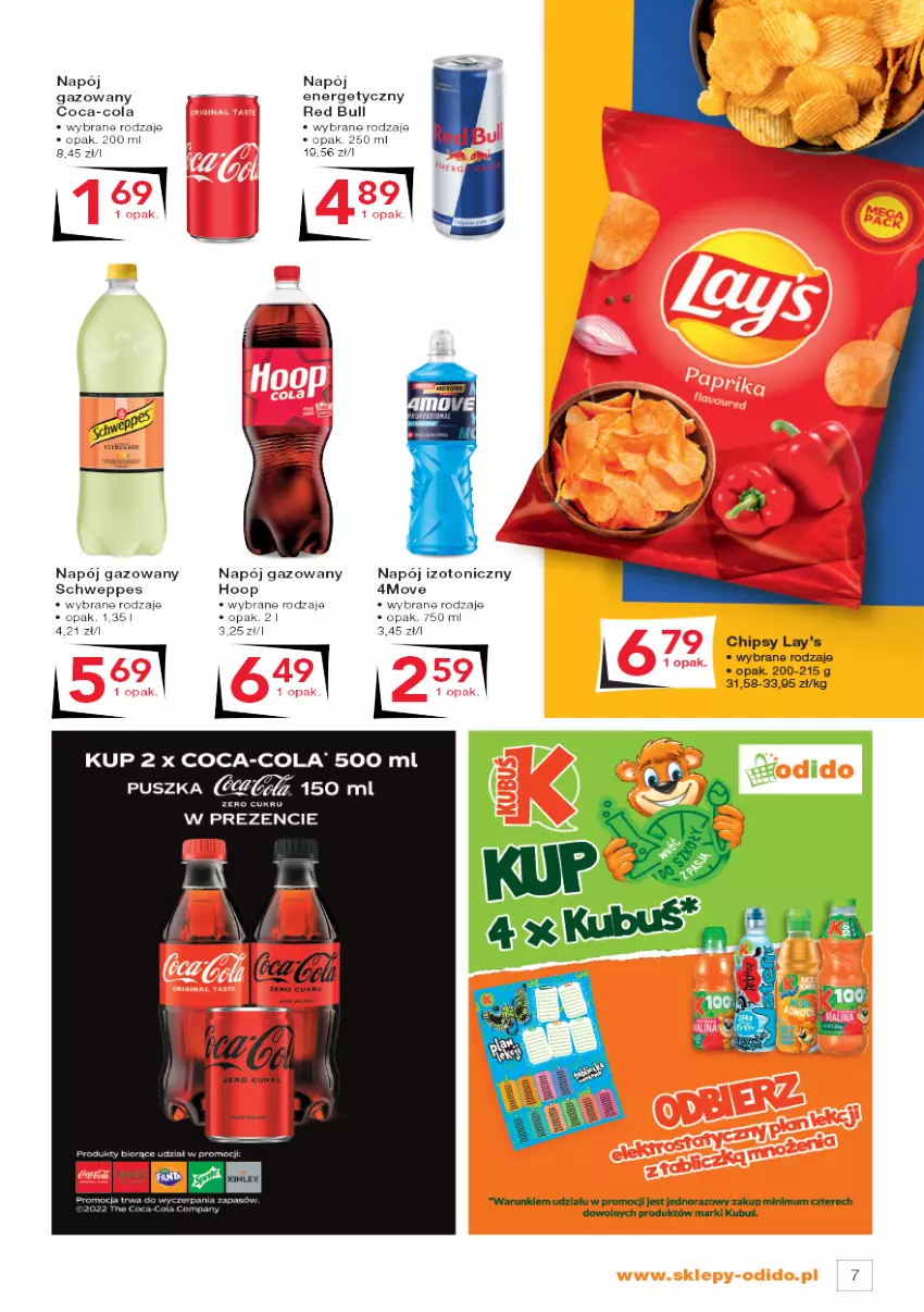 Gazetka promocyjna Odido - Super Oferty! - ważna 26.08 do 08.09.2022 - strona 7 - produkty: Chipsy, Coca-Cola, Fa, Hoop, Kubuś, Napój, Napój gazowany, Napój izotoniczny, Red Bull, Ser