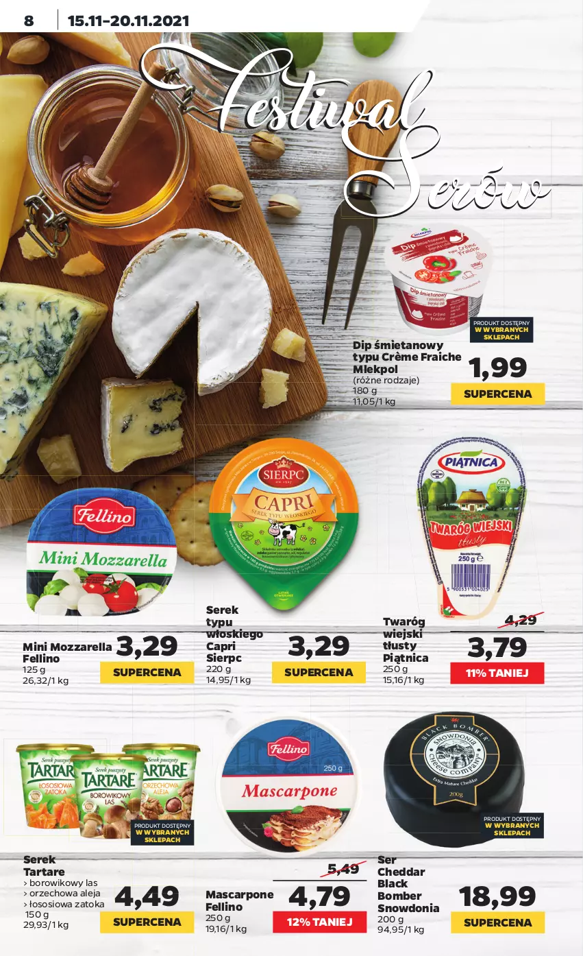 Gazetka promocyjna Netto - Gazetka spożywcza - ważna 15.11 do 20.11.2021 - strona 8 - produkty: Cheddar, Lack, Mascarpone, Mozzarella, Piątnica, Ser, Serek, Sos, Tarta, Tartare, Twaróg, Wiko