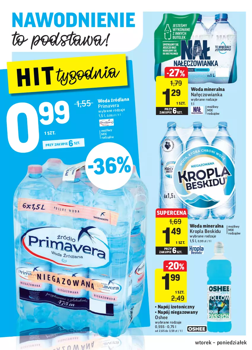 Gazetka promocyjna Intermarche - Gazetka promocyjna - ważna 31.08 do 06.09.2021 - strona 32 - produkty: LANA, Nałęczowianka, Napój, Napój izotoniczny, Napój niegazowany, Oshee, Prima, Primavera, Woda, Woda mineralna