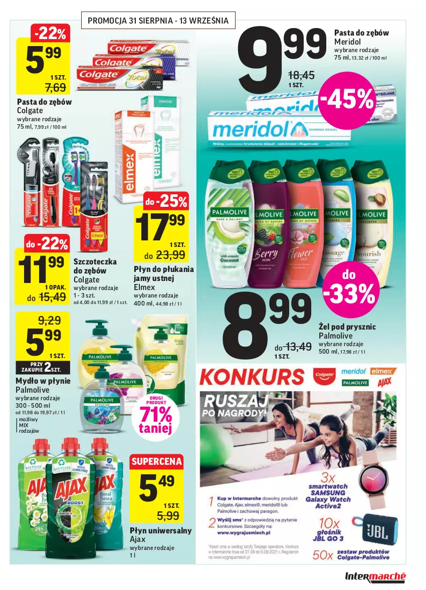 Gazetka promocyjna Intermarche - Gazetka promocyjna - ważna 31.08 do 06.09.2021 - strona 35 - produkty: Ajax, Colgate, Elmex, LG, Mydło, Mydło w płynie, Palmolive, Pasta do zębów, Płyn do płukania, Płyn do płukania jamy ustnej, Szczoteczka, Szczoteczka do zębów