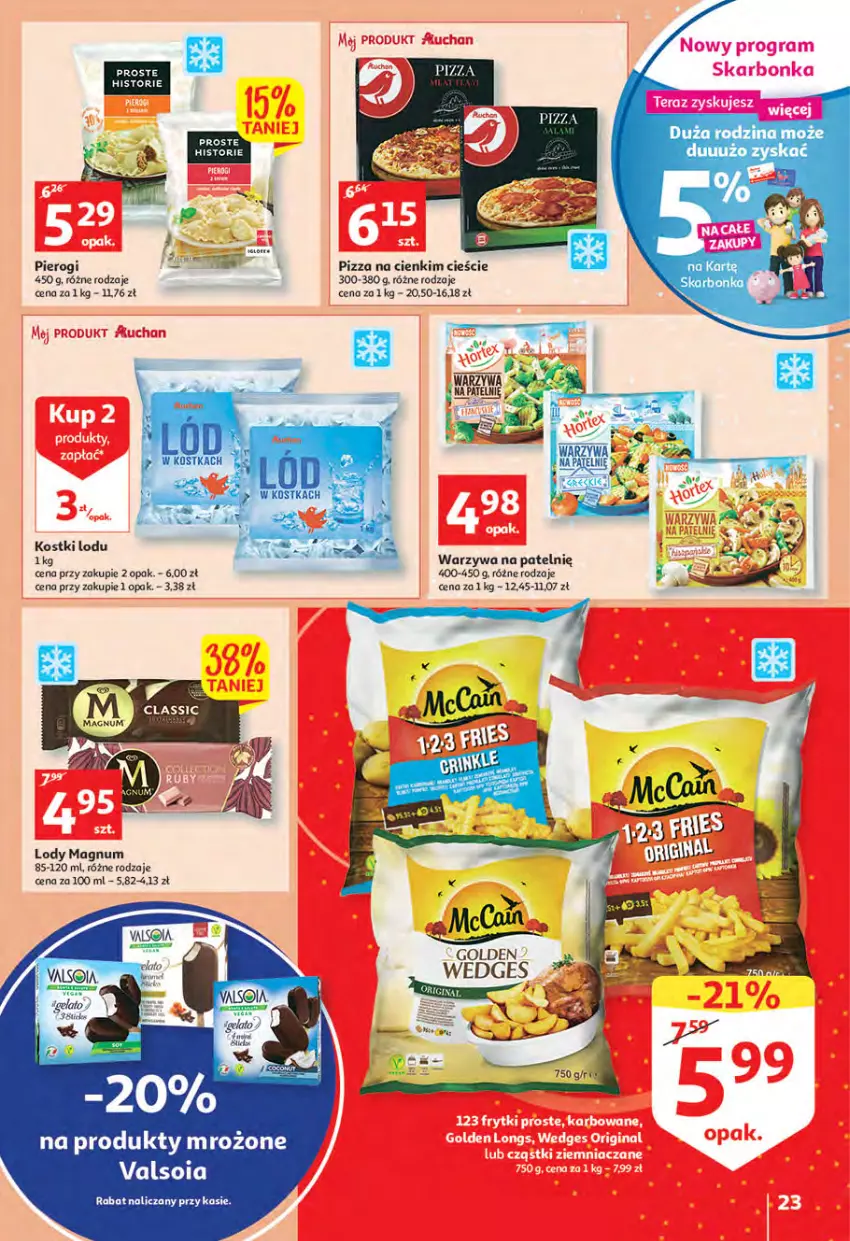 Gazetka promocyjna Auchan - Wiosenny ogród jest w cenie Hipermarkety - ważna 28.04 do 04.05.2022 - strona 23 - produkty: Lody, Pierogi, Pizza, Produkty mrożone, Warzywa