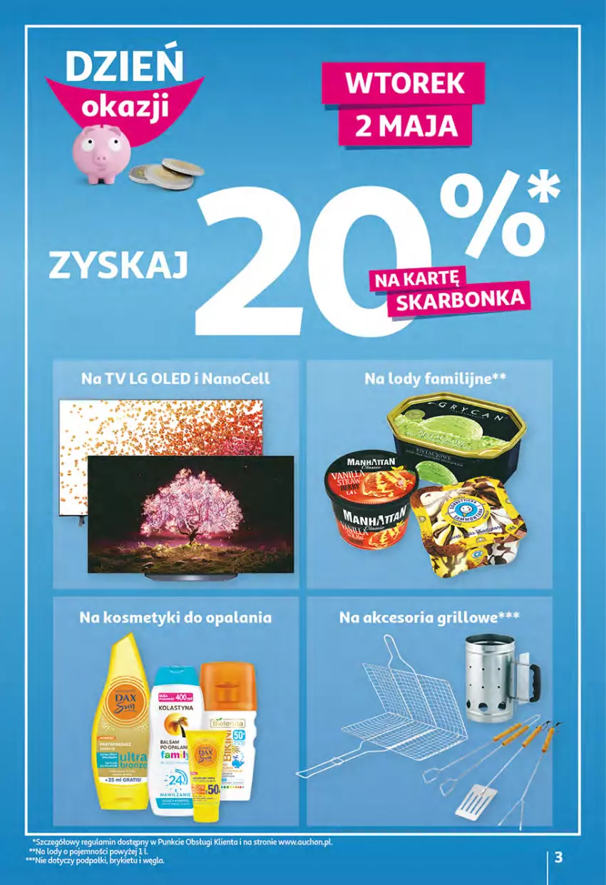 Gazetka promocyjna Auchan - Wiosenny ogród jest w cenie Hipermarkety - ważna 28.04 do 04.05.2022 - strona 3 - produkty: Fa, Gra, LG, Lody