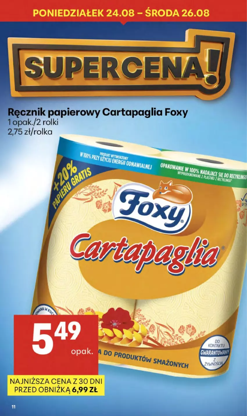 Gazetka promocyjna Delikatesy Centrum - Franczyza DC34 Czwartek - ważna 20.08 do 26.08.2026 - strona 11 - produkty: Foxy, Papier, Ręcznik, Rolki