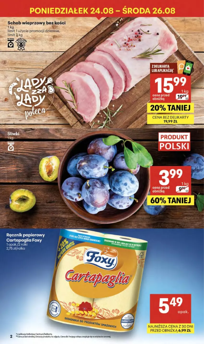 Gazetka promocyjna Delikatesy Centrum - Franczyza DC34 Czwartek - ważna 20.08 do 26.08.2026 - strona 2 - produkty: LG, Rolki, Rum, Schab wieprzowy