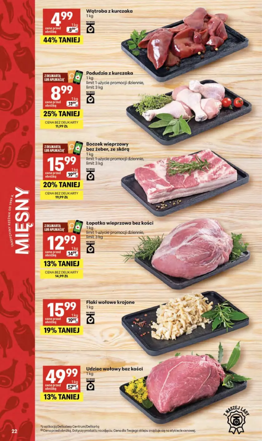 Gazetka promocyjna Delikatesy Centrum - Franczyza DC34 Czwartek - ważna 20.08 do 26.08.2026 - strona 22 - produkty: Boczek, Boczek wieprzowy, Flaki, Flaki wołowe, Kurczak, Rum, Udziec wołowy