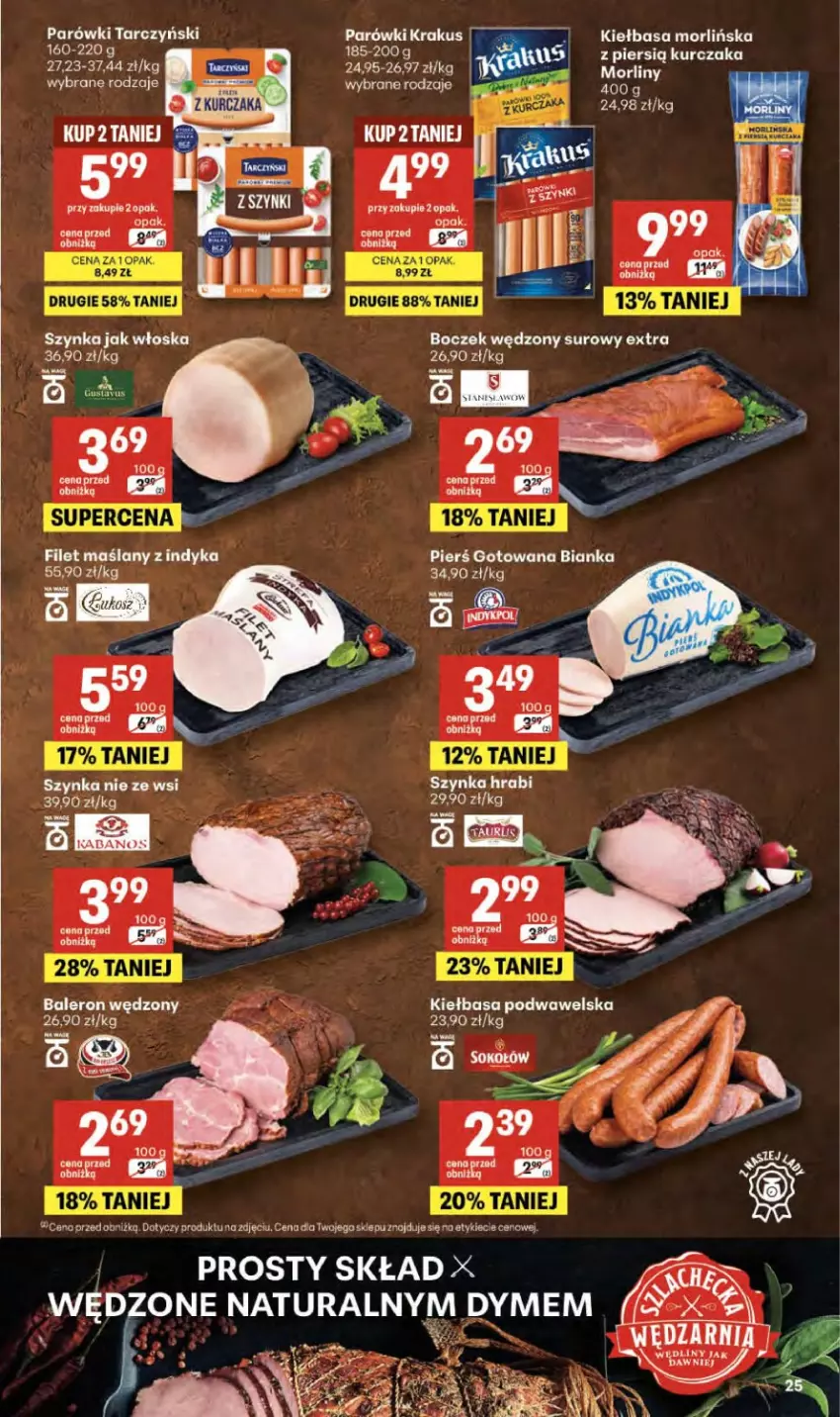 Gazetka promocyjna Delikatesy Centrum - Franczyza DC34 Czwartek - ważna 20.08 do 26.08.2026 - strona 25 - produkty: Bianka, Boczek, Fa, Kabanos, Kiełbasa, Kiełbasa podwawelska, Krakus, Kurczak, LG, Parówki, Sok, Szynka, Tarczyński, Wawel