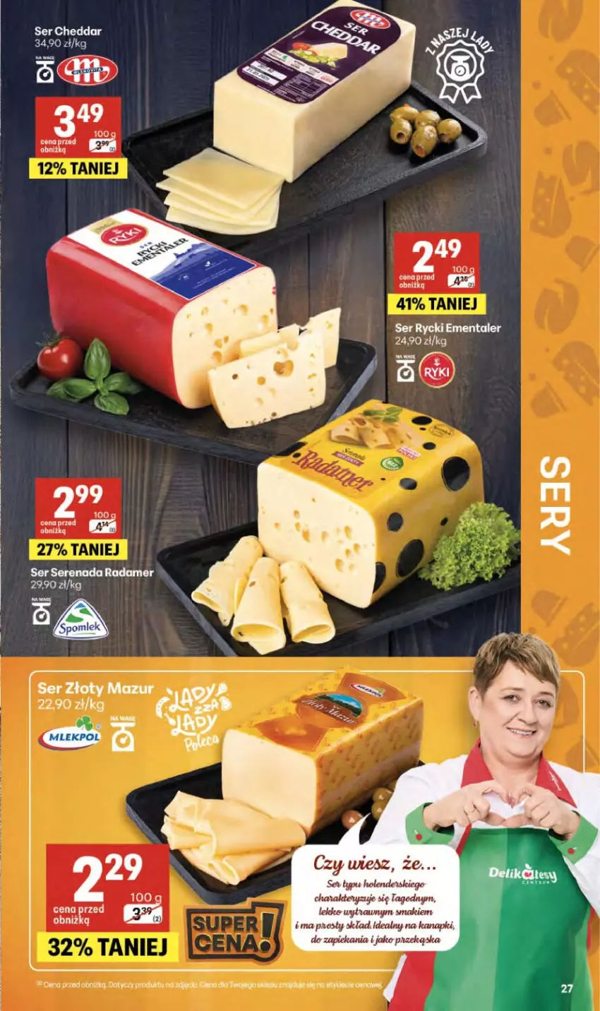 Gazetka promocyjna Delikatesy Centrum - Franczyza DC34 Czwartek - ważna 20.08 do 26.08.2026 - strona 27 - produkty: Cheddar, Radamer, Ser, Złoty Mazur