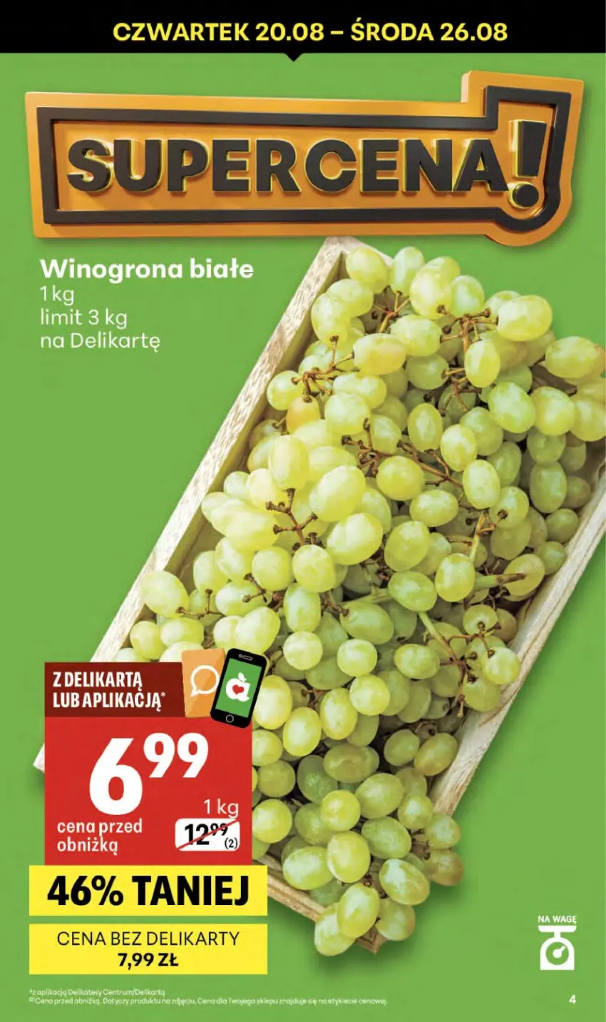 Gazetka promocyjna Delikatesy Centrum - Franczyza DC34 Czwartek - ważna 20.08 do 26.08.2026 - strona 4 - produkty: Fa, Rum, Wino, Winogrona