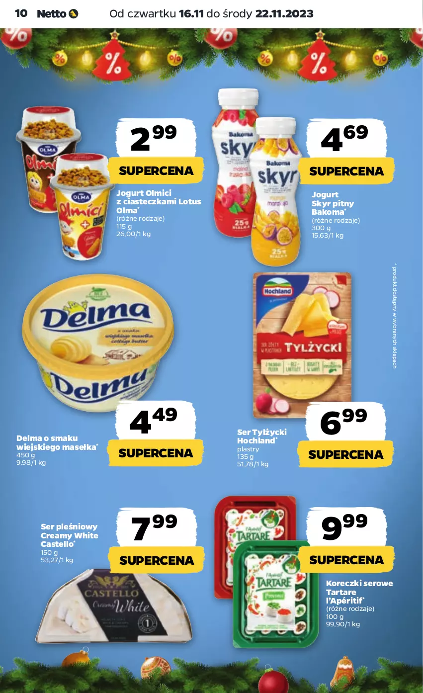 Gazetka promocyjna Netto - Artykuły spożywcze - ważna 16.11 do 22.11.2023 - strona 10 - produkty: Bakoma, Delma, Hochland, Jogurt, Olma, Ser, Ser pleśniowy, Ser tylżycki, Tarta, Tartare