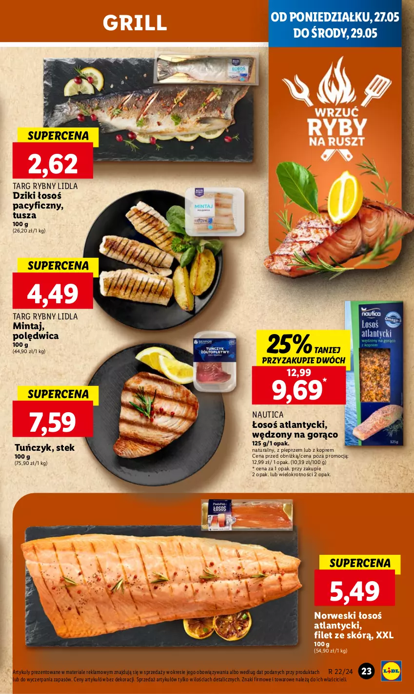 Gazetka promocyjna Lidl - GAZETKA - ważna 27.05 do 29.05.2024 - strona 25 - produkty: Grill, Mintaj, Pieprz, Polędwica, Stek, Tuńczyk, Tusz