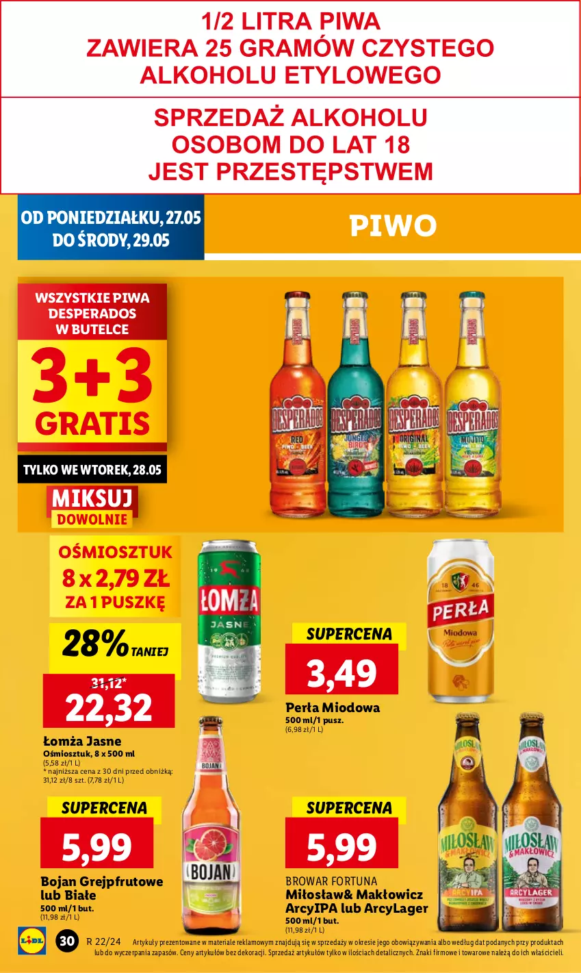 Gazetka promocyjna Lidl - GAZETKA - ważna 27.05 do 29.05.2024 - strona 34 - produkty: Desperados, Fortuna, Gra, Grejpfrut, Perła, Piwa, Piwo