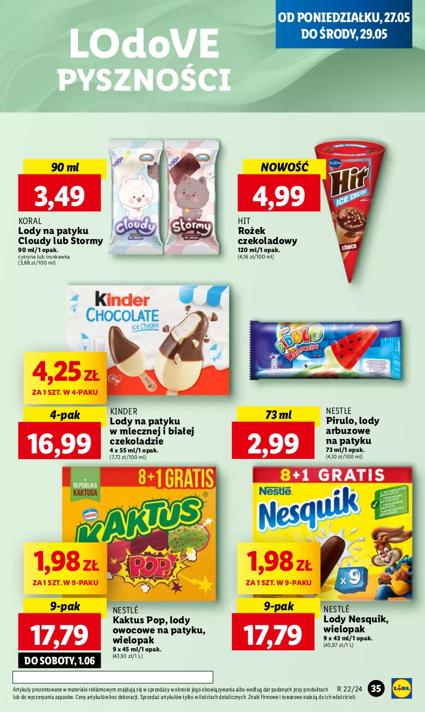 Gazetka promocyjna Lidl - GAZETKA - ważna 27.05 do 29.05.2024 - strona 39 - produkty: Arbuz, Dove, Kaktus, Kinder, Lody, Nesquik, Nestlé