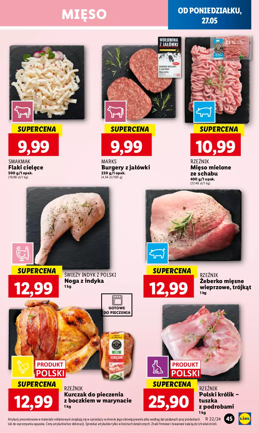 Gazetka promocyjna Lidl - GAZETKA - ważna 27.05 do 29.05.2024 - strona 49 - produkty: Burger, Flaki, Królik, Kurczak, Mięso, Mięso mielone, Piec, Tusz