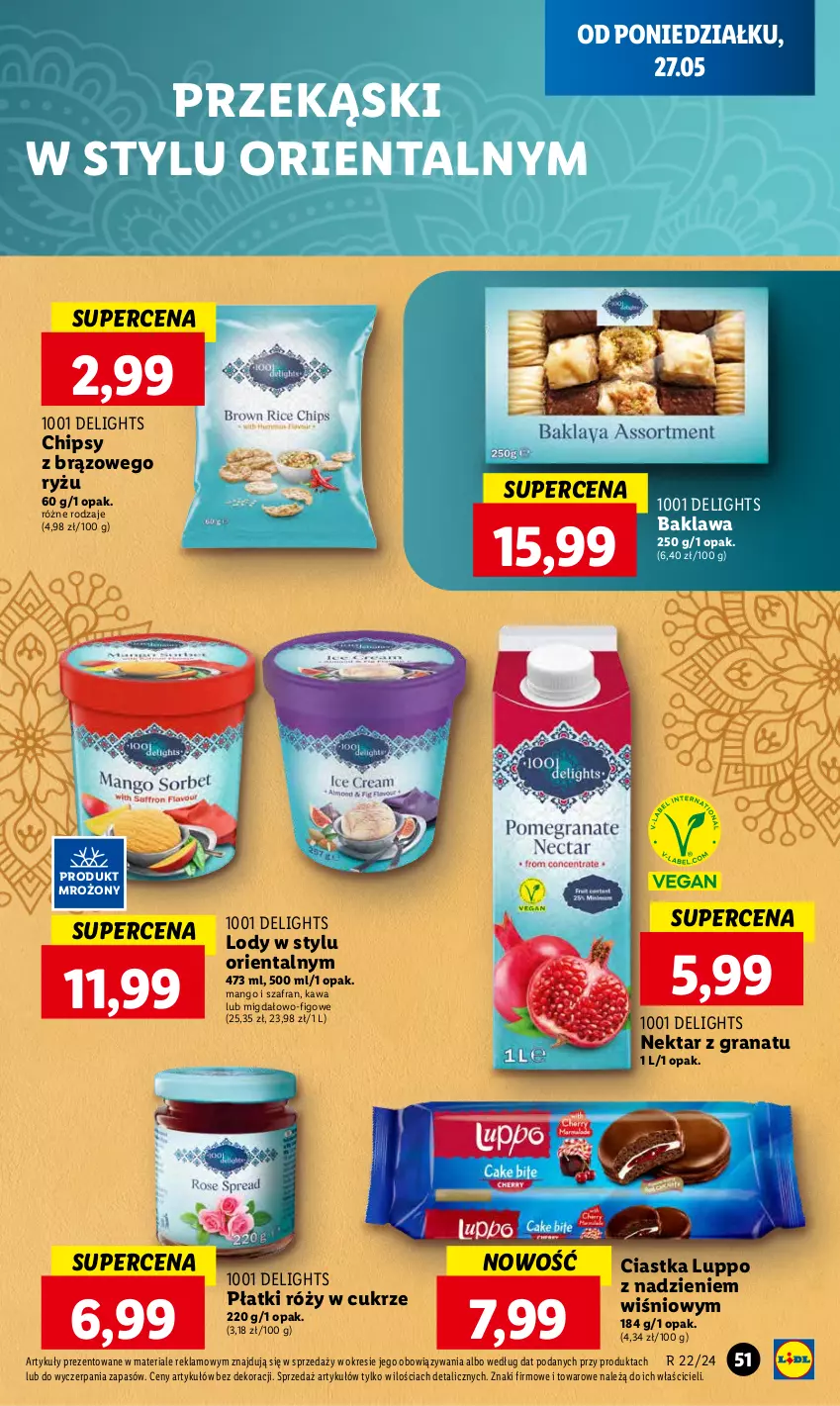 Gazetka promocyjna Lidl - GAZETKA - ważna 27.05 do 29.05.2024 - strona 57 - produkty: Chipsy, Ciastka, Gra, Granat, Kawa, Lody, Mango, Nektar, Ryż, Szafran