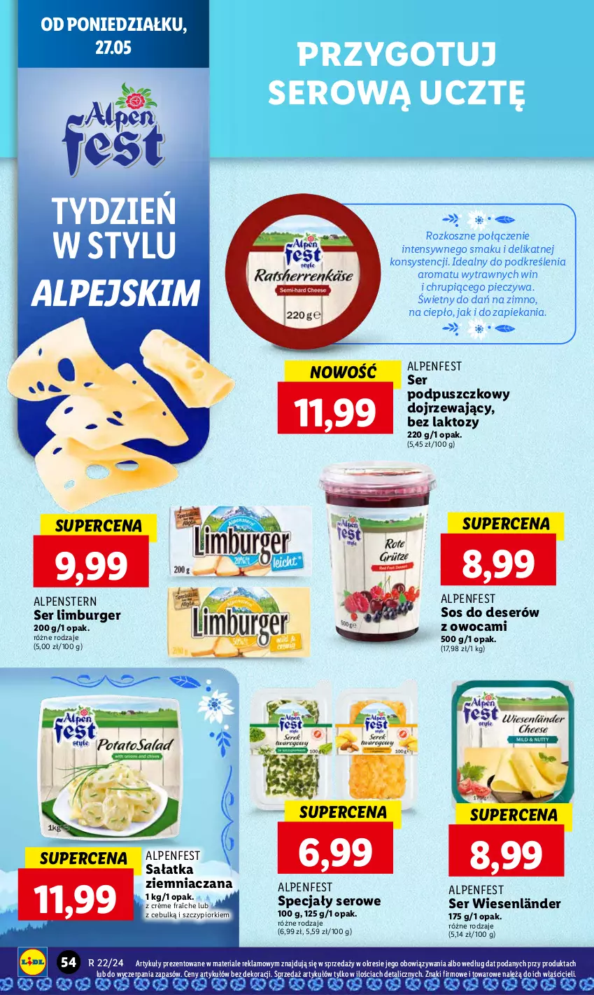 Gazetka promocyjna Lidl - GAZETKA - ważna 27.05 do 29.05.2024 - strona 60 - produkty: Burger, Deser, Kosz, Limburger, Piec, Sałat, Sałatka, Ser, Sos