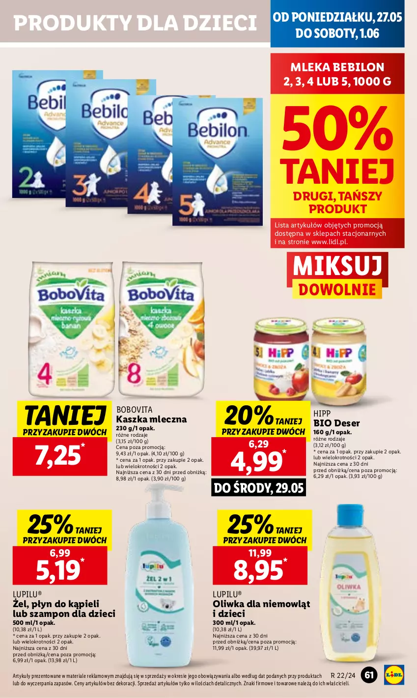 Gazetka promocyjna Lidl - GAZETKA - ważna 27.05 do 29.05.2024 - strona 67 - produkty: BEBILON, BoboVita, Deser, Dzieci, HiPP, Płyn do kąpieli, Ser, Szampon