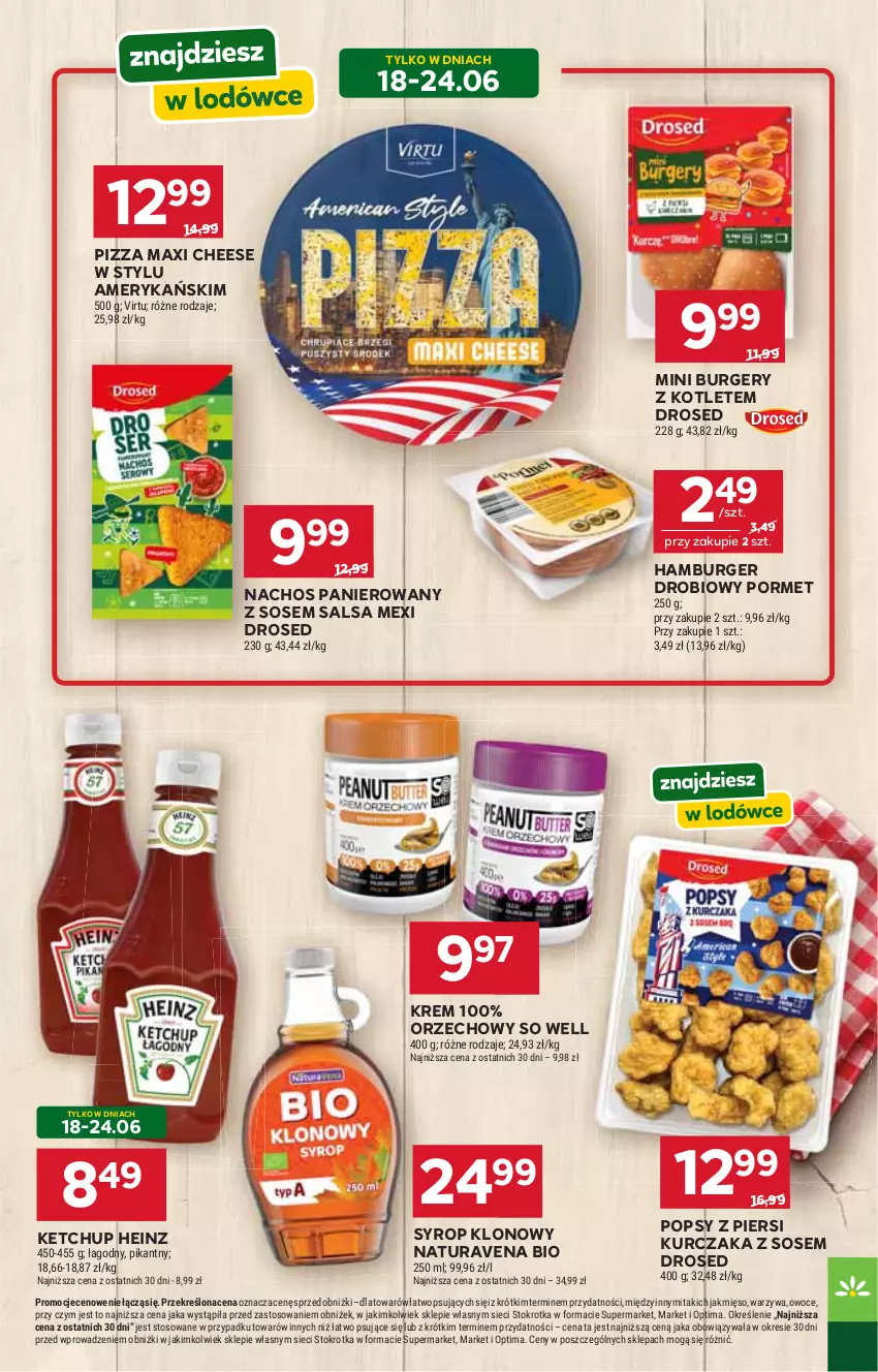 Gazetka promocyjna Stokrotka - Ameryka Północna od Kuchni - ważna 11.06 do 01.07.2026 - strona 6 - produkty: Burger, Hamburger, Heinz, Ketchup, Kotlet, Kurczak, Mięso, Optima, Owoce, Pizza, Por, Salsa, Sos, Syrop, Virtu, Warzywa