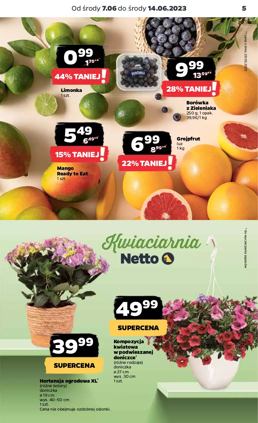 Gazetka promocyjna Netto - Artykuły spożywcze - ważna 07.06 do 14.06.2023 - strona 5 - produkty: Borówka, Grejpfrut, Limonka, Mango