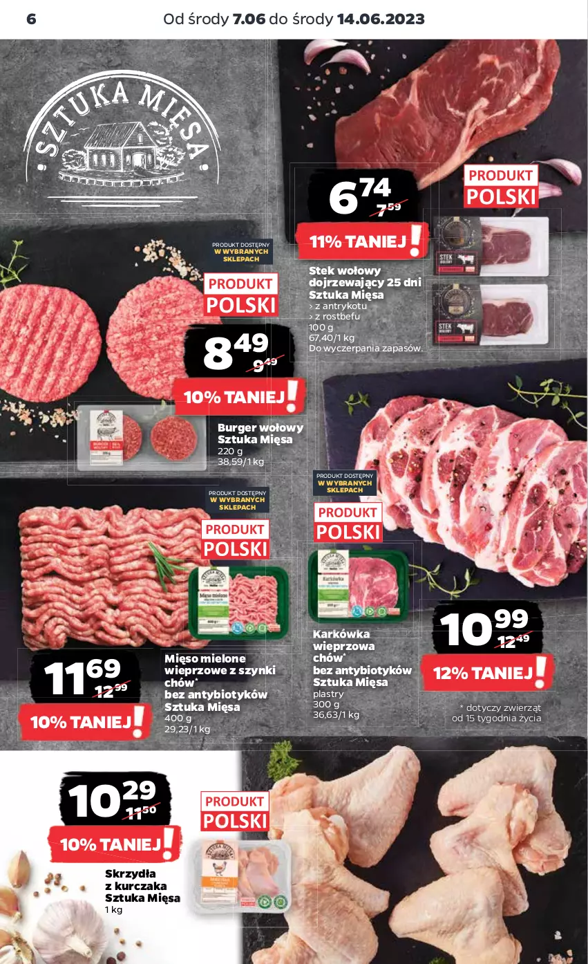 Gazetka promocyjna Netto - Artykuły spożywcze - ważna 07.06 do 14.06.2023 - strona 6 - produkty: Burger, Karkówka wieprzowa, Kurczak, Mięso, Mięso mielone, Rostbef, Stek, Stek wołowy