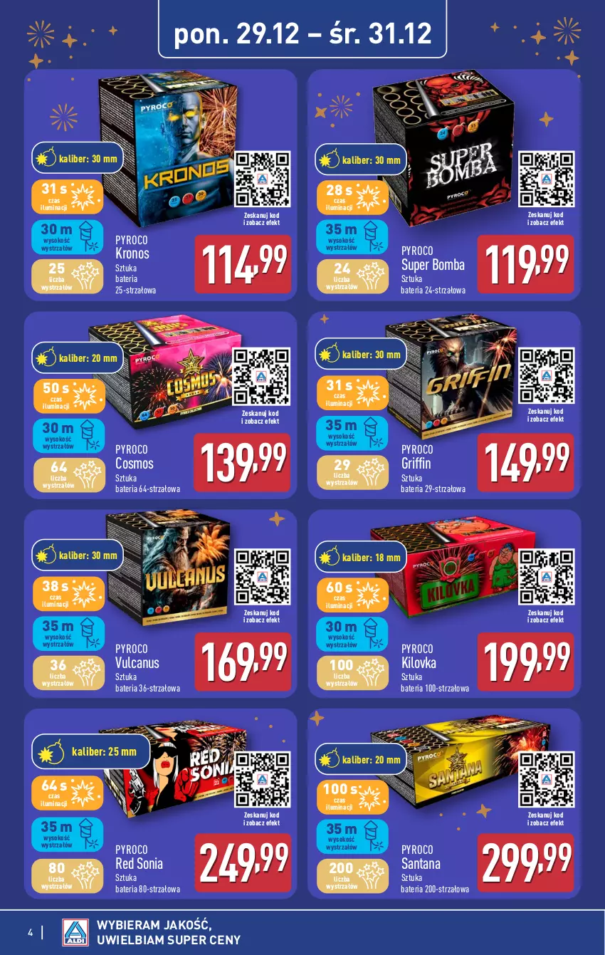 Gazetka promocyjna Aldi - Fajerwerki - ważna 29.12 do 31.12.2025 - strona 4 - produkty: Bateria, Sok, Strzałów