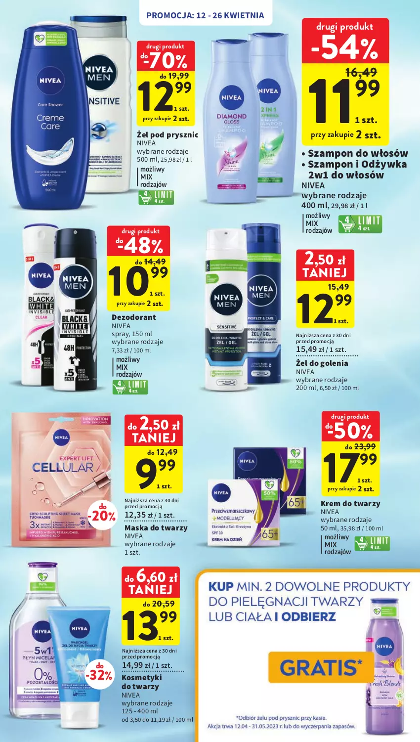 Gazetka promocyjna Intermarche - Gazetka Intermarche - ważna 12.04 do 19.04.2023 - strona 27 - produkty: Dezodorant, Krem do twarzy, Maska, Maska do twarzy, Nivea, Odżywka, Szampon