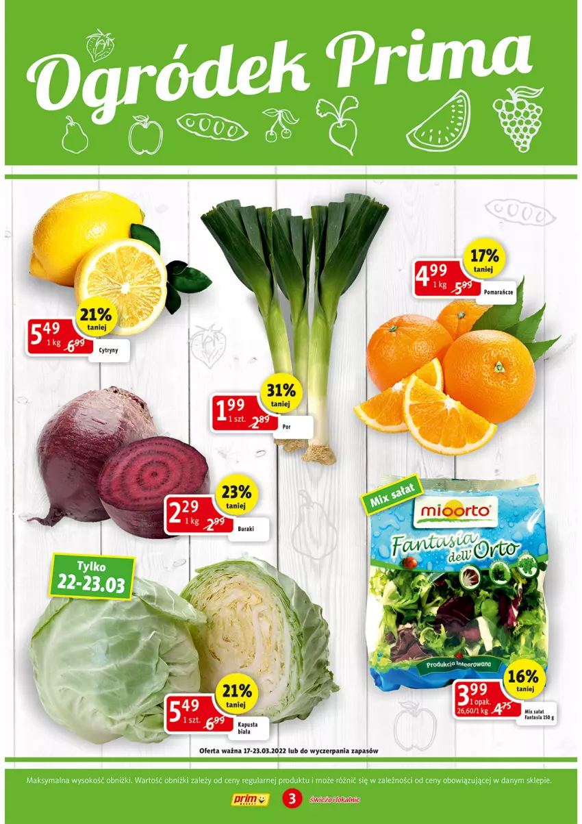 Gazetka promocyjna Prim Market - ważna 17.03 do 23.03.2022 - strona 3 - produkty: Cytryny, Fa, Fanta, Pomarańcze, Sałat