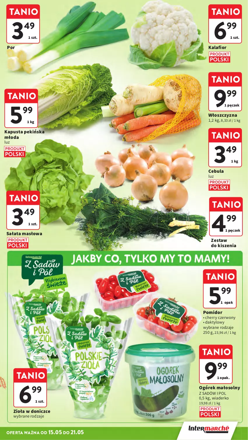 Gazetka promocyjna Intermarche - Gazetka Intermarche - ważna 15.05 do 21.05.2025 - strona 11 - produkty: Cebula, Masło, Ogórek, Por, Sałat, Sałata masłowa, Zioła w doniczce