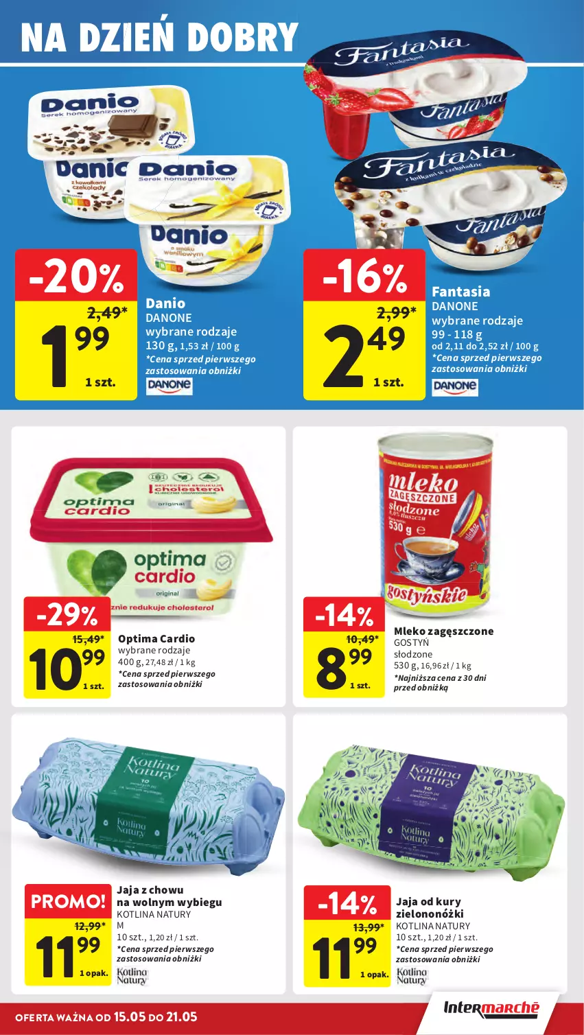 Gazetka promocyjna Intermarche - Gazetka Intermarche - ważna 15.05 do 21.05.2025 - strona 19 - produkty: Danio, Danone, Fa, Fanta, Jaja, Kotlin, Mleko, Mleko zagęszczone, Optima, Optima Cardio