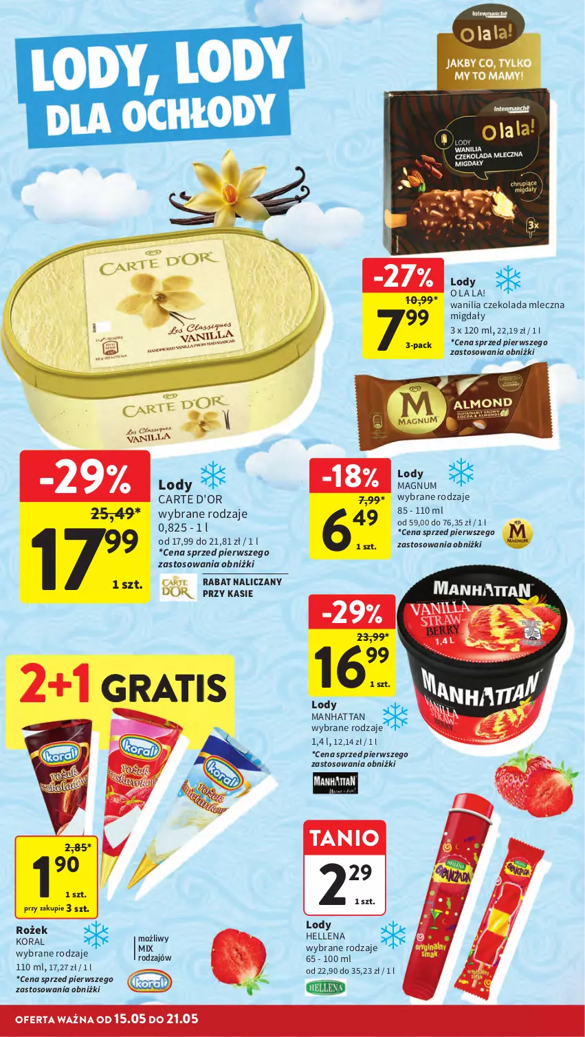 Gazetka promocyjna Intermarche - Gazetka Intermarche - ważna 15.05 do 21.05.2025 - strona 22 - produkty: Carte d'Or, Czekolada, Czekolada mleczna, Gra, Hellena, Lody, Migdały