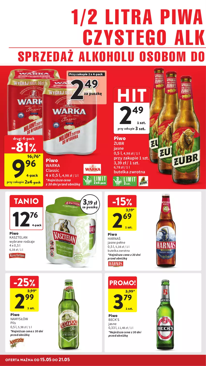 Gazetka promocyjna Intermarche - Gazetka Intermarche - ważna 15.05 do 21.05.2025 - strona 28 - produkty: Harnaś, Kasztelan, Namysłów, Piwa, Piwo, Warka
