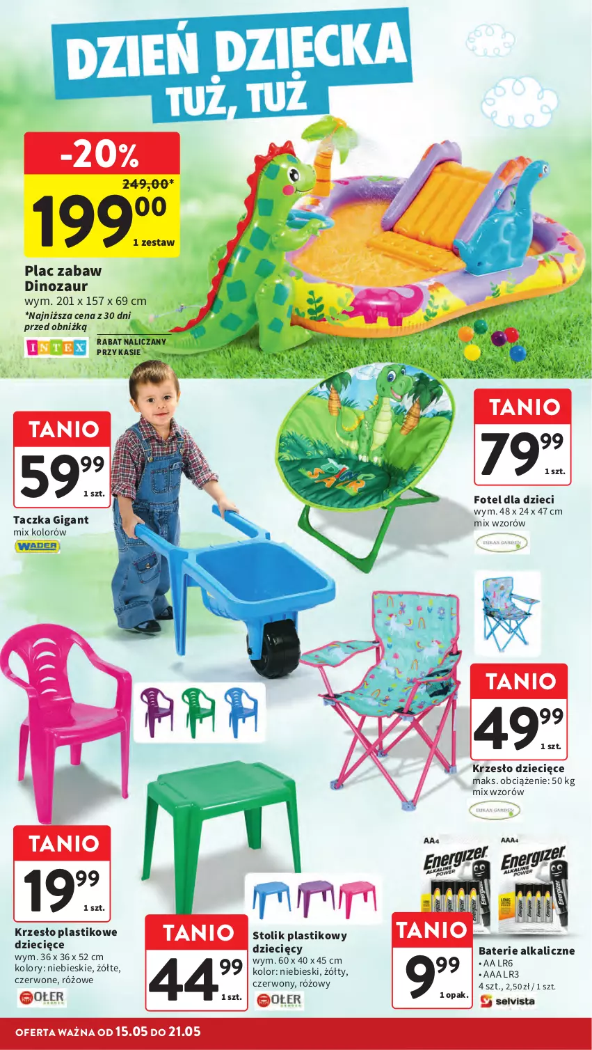 Gazetka promocyjna Intermarche - Gazetka Intermarche - ważna 15.05 do 21.05.2025 - strona 36 - produkty: Baterie alkaliczne, Dinozaur, Dzieci, Fotel, Krzesło, Stolik