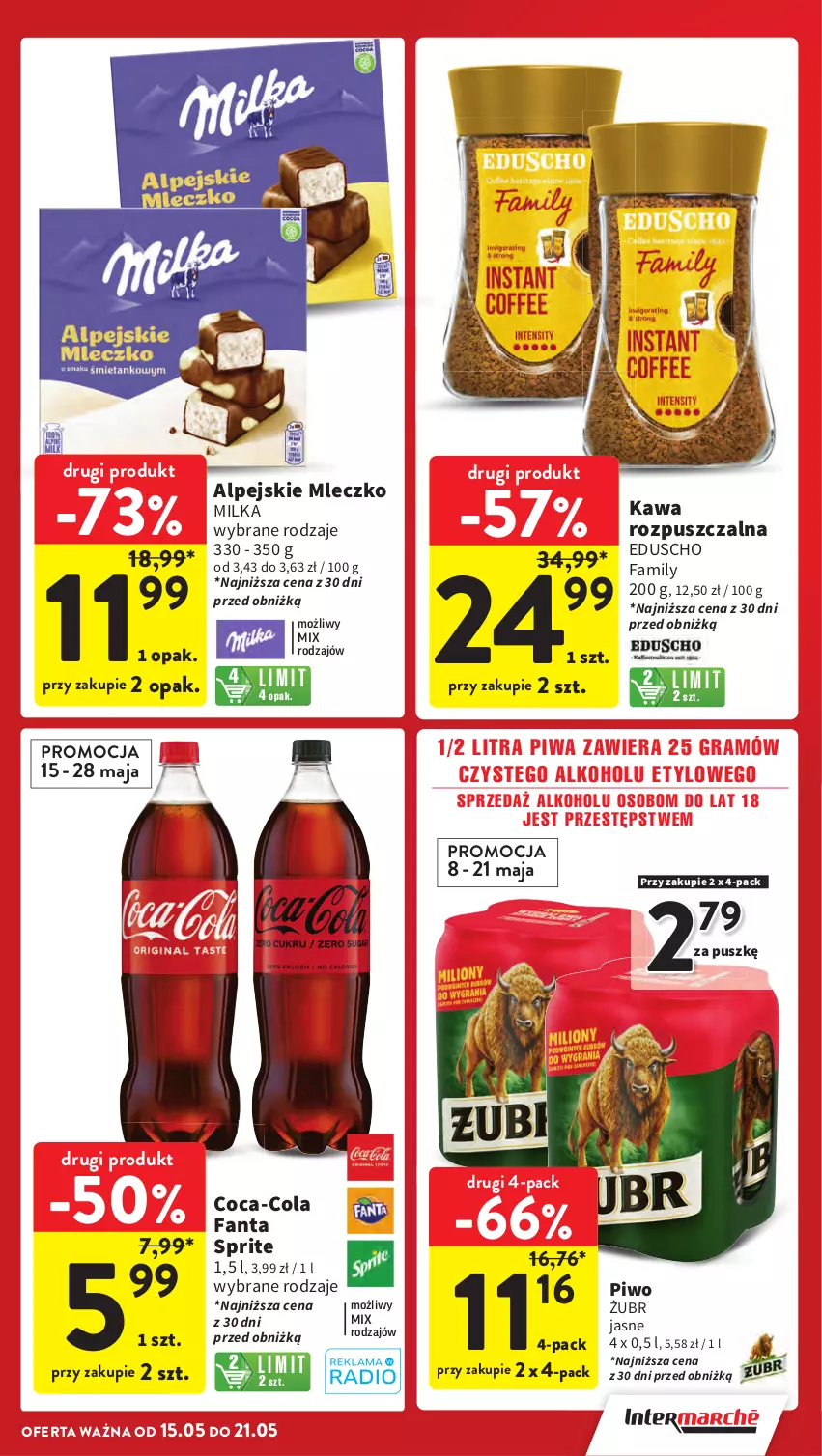 Gazetka promocyjna Intermarche - Gazetka Intermarche - ważna 15.05 do 21.05.2025 - strona 7 - produkty: Coca-Cola, Fa, Fanta, Gra, Kawa, Kawa rozpuszczalna, Milka, Mleczko, Piwa, Piwo, Sprite