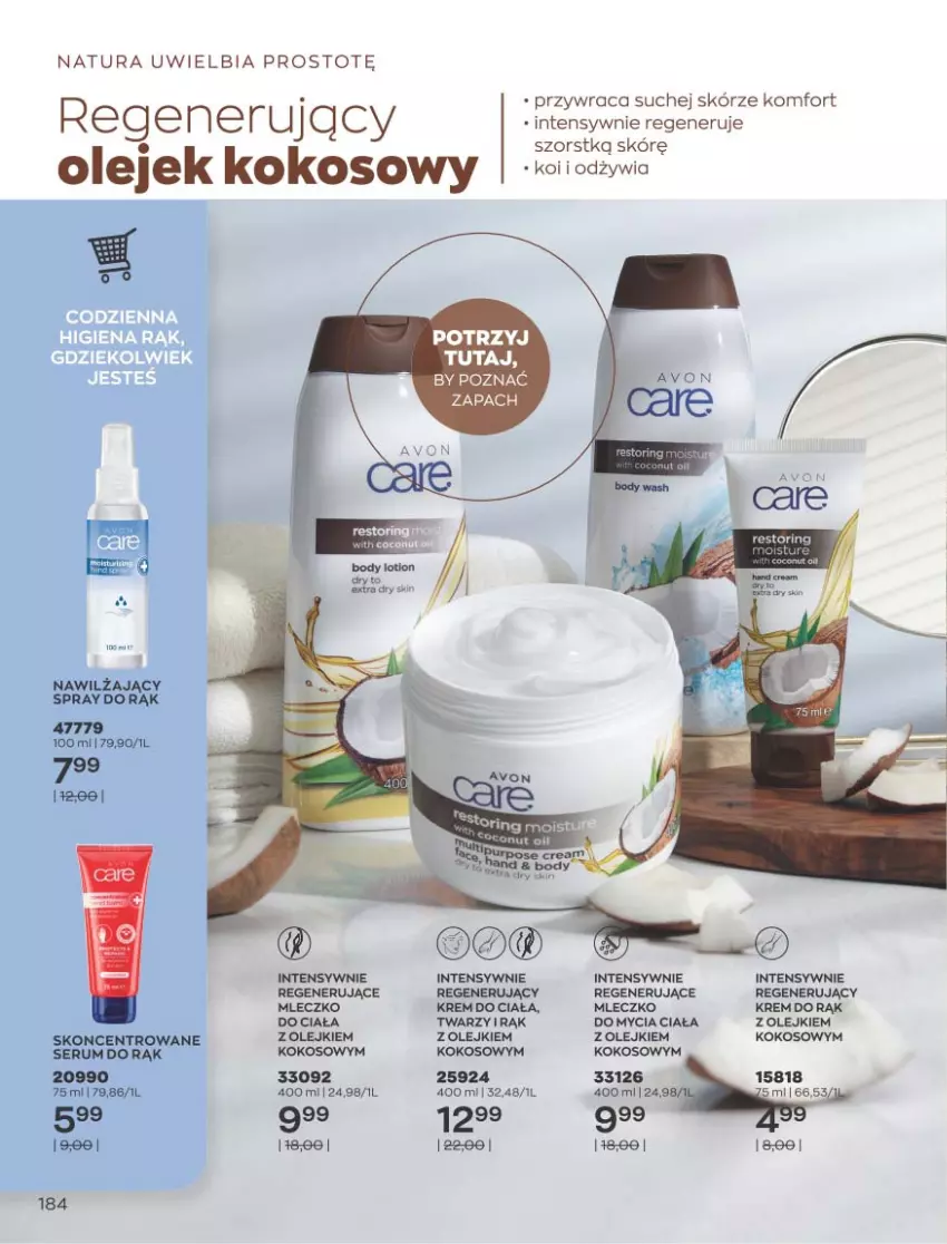 Gazetka promocyjna Avon - Katalog Avon 9/2021 kampania wrzesień - ważna 01.09 do 30.09.2021 - strona 180 - produkty: Kaki, Kokos, Krem do ciała, Krem do rąk, Mleczko, Olej, Rum, Ser, Serum