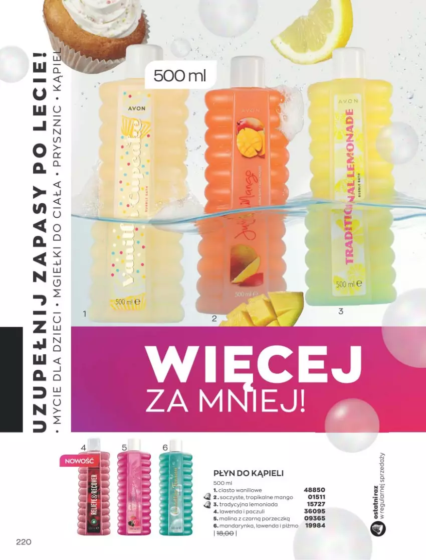 Gazetka promocyjna Avon - Katalog Avon 9/2021 kampania wrzesień - ważna 01.09 do 30.09.2021 - strona 216 - produkty: Lemoniada, Mango, Płyn do kąpieli, Por