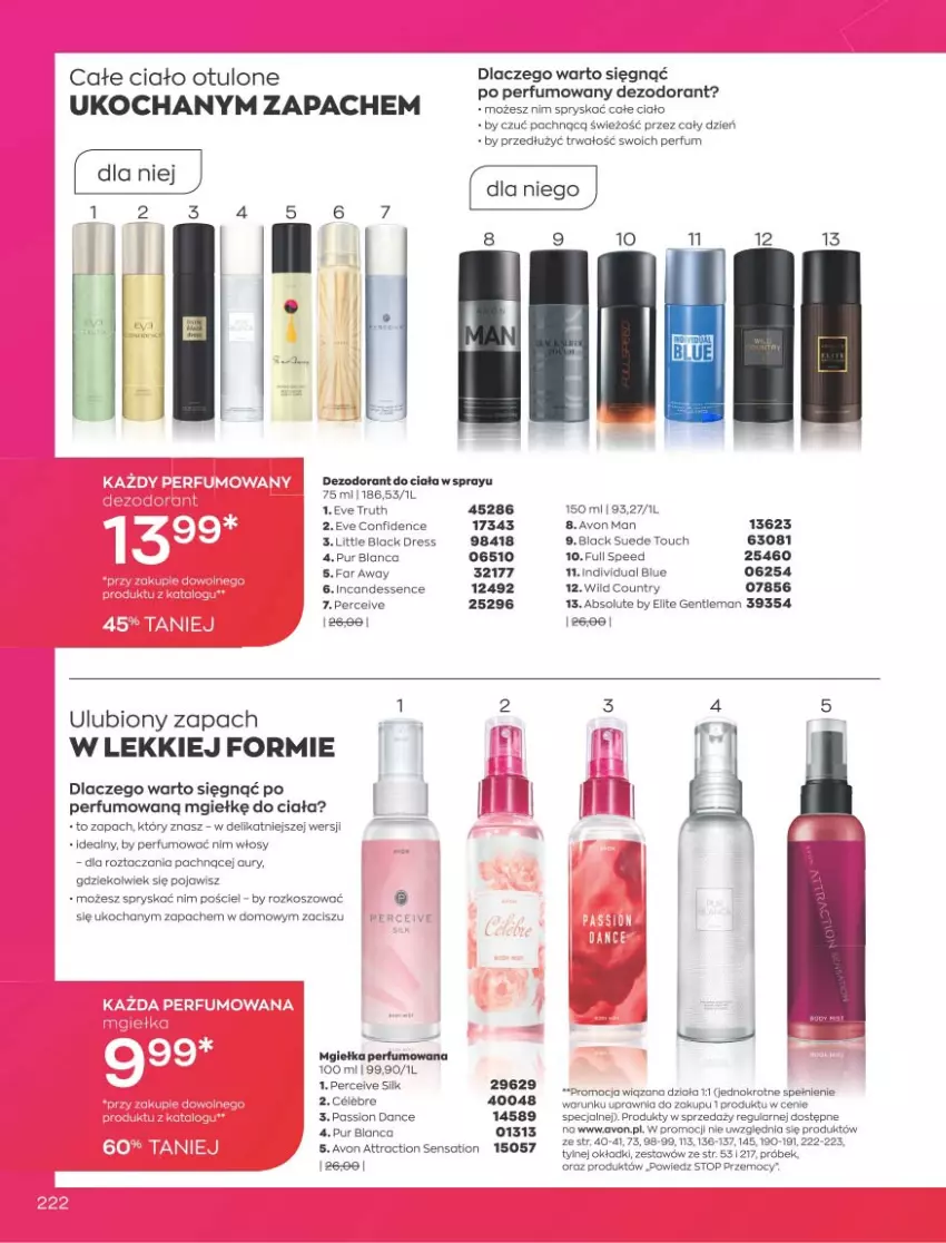 Gazetka promocyjna Avon - Katalog Avon 9/2021 kampania wrzesień - ważna 01.09 do 30.09.2021 - strona 218 - produkty: Absolut, Dell, Dezodorant, Dres, Fa, Koc, Lack, Perfum, Pur, Sati, Top