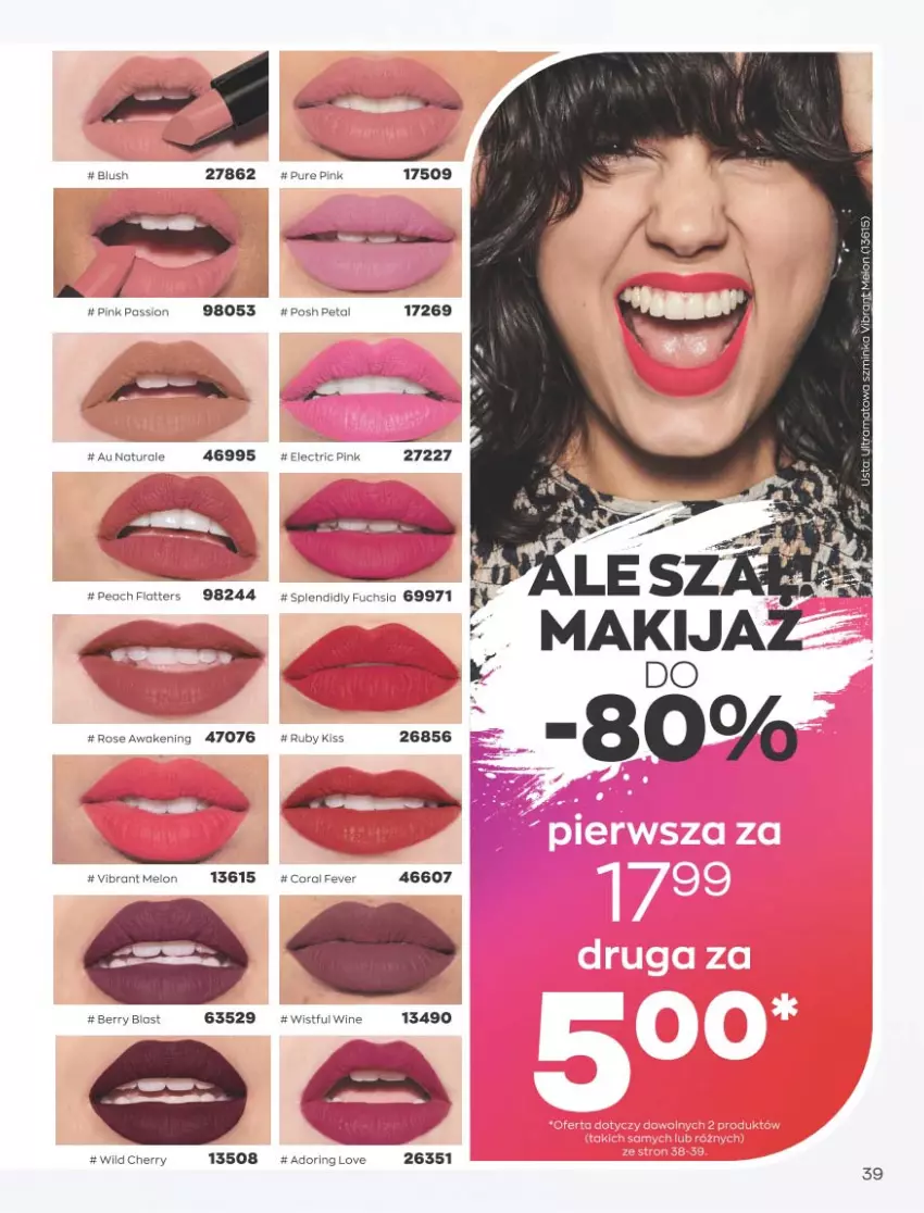 Gazetka promocyjna Avon - Katalog Avon 9/2021 kampania wrzesień - ważna 01.09 do 30.09.2021 - strona 39 - produkty: Inka, LG, Makijaż, Melon, Pur, Rama, Szminka